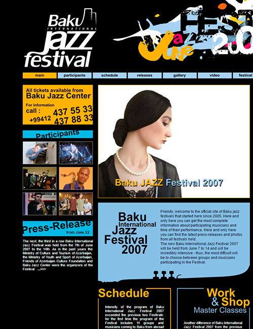 FestivalJazz | "Bakı Beynəlxalq Caz Festivalı 2007" festivalının vebsaytı